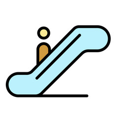 Man At Escalator Icon Color Outline