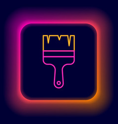 Glowing Neon Line Paint Brush Icon Isolated On