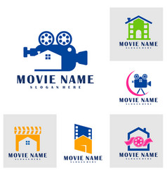 Set Of House Film Logo Design Concept Cinema