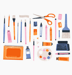 Painting Tools And Materials Cartoon Artist