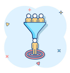 Lead Management Icon In Comic Style Funnel