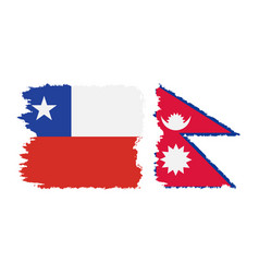 Nepal And Chile Grunge Flags Connection