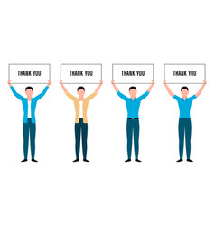 Man Holding Thank You Sign Board Flat Character