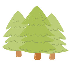 Christmas Tree Forest In Cartoon Hand Drawn Style