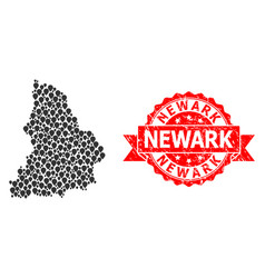 Distress Newark Stamp Seal And Pointer Mosaic Map