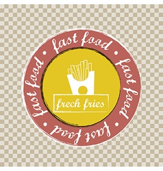 Frech Fries Label Over Squares Background