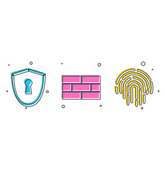 Set Shield With Keyhole Bricks And Fingerprint