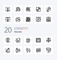 20 Fine Arts Line Icon Pack Like Draw Art Color