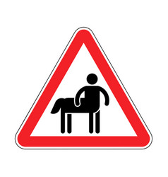 Attention Centaur Warning Red Road Sign Half Man