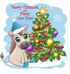 Cute Donkey In Santa Hat With Balloon Gift Candy