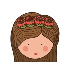 Face Woman And Crown Of Roses In Medium Hair