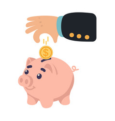 Hand Putting Coin In Piggy Bank Concept