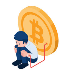 Isometric Businessman Injecting Bitcoin