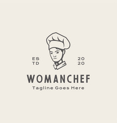 Retro Woman Chef Restaurant Logo Design