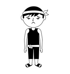 Sad Cartoon Chinese Man Standing