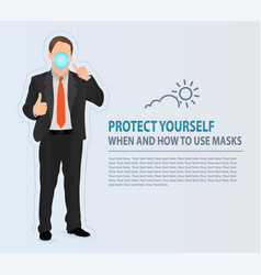 Businessman With Face Protective Mask Showing