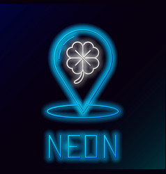 Glowing Neon Line Four Leaf Clover Icon Isolated