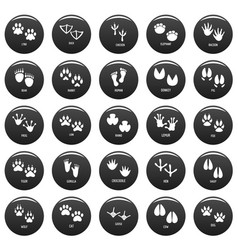 Animal Footprint Icons Set Black