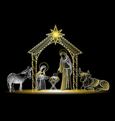 Christmas Illumination With Holy Family