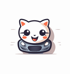 Cute Kawaii Cat Driving A Car