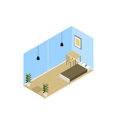 Isometric Guest House Room With Glass Walls