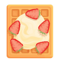 Strawberry Waffle Icon Cartoon Belgian