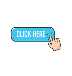 Hand Cursor Icon With Blue Click Button Click