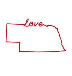 Nebraska Us State Red Outline Map