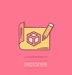 Prototype Icon In Comic Style Startup Cartoon On