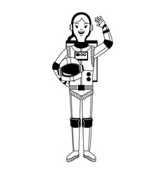 Woman Astronaut Cartoon In Black And White