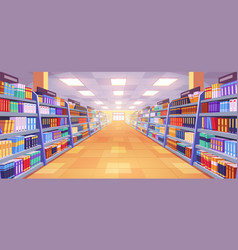 Bookstore Aisle Interior With Shelf