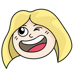 Emoticon Head Blonde Woman Laughing Happily