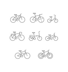 Set Line Icons Of Bicycle