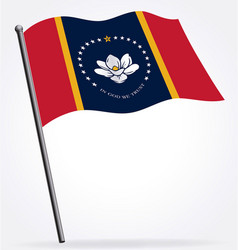 Correct New Mississippi Ms State Flag On Flagpole