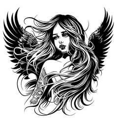 Drawing Of A Beautiful Young Girl As An Angel