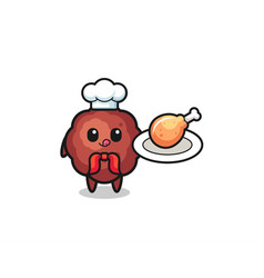 Meatball Fried Chicken Chef Cartoon Character