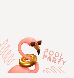 Pool Party Pink Flamingo In Sun Goggles Realistic