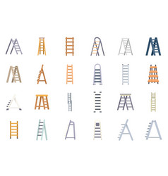 Step Ladder Icons Set Flat Home Metal