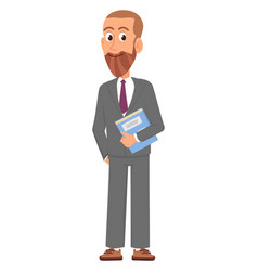 Bearded Man In Suit With Book Business Coach