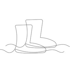 Continuous Line Drawing Of Winter Shoes Boots