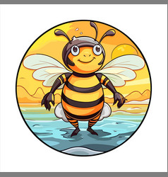 Bee Cute Funny Cartoon Kawaii Colorful Watercolor