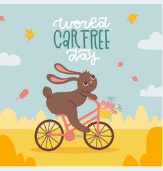 Card Or Banner For World Car Free Day Autumn