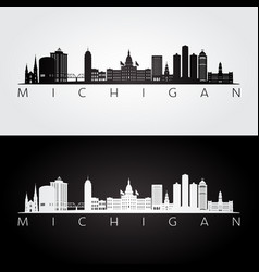 Michigan State Skyline And Landmarks Silhouette