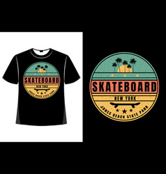 T-shirt Skateboard New York Beach Sunset Retro