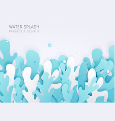 Water Splash With Drops In Paper Cut Style