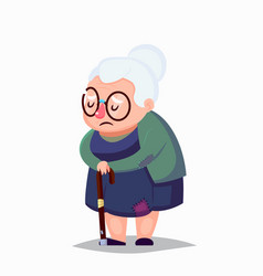 Cartoon Poor Senior Woman In Old Clothes