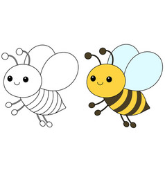 Cute Kawaii Cartoon Character Bee Coloring Page