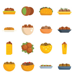 Falafel Icons Set Flat Pita Food