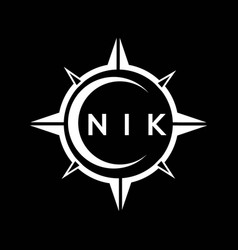 Nik Abstract Monogram Shield Logo Design On Black