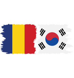 South Korea And Romania Grunge Flags Connection